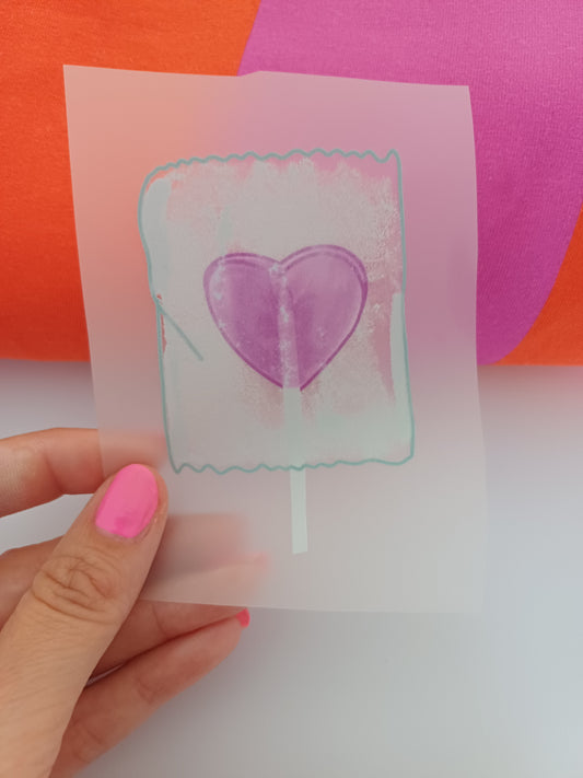 Bügelbild Lolli Herz